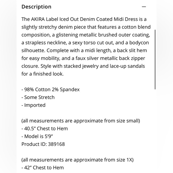 NWT Akira Iced Out Denim Coated Midi Dress S - Picture 6 of 6